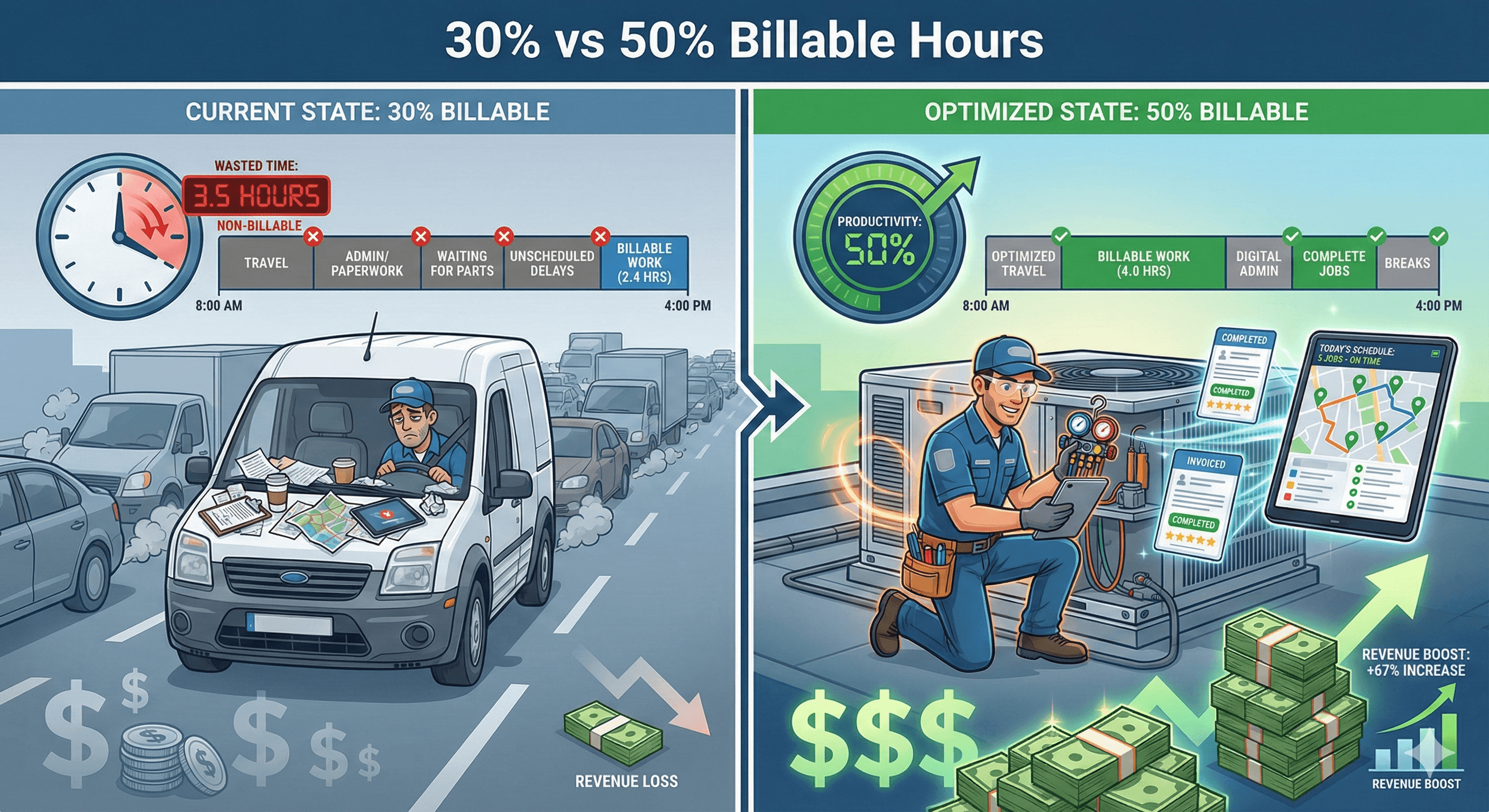 Why Your Technicians Are Only Billable 30% of the Day